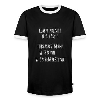 Learn Polish ! It´s Easy ! - Design - Männer Kontrast-T-Shirt - Schwarz/Weiß - Vorne - AI Model Female 172 light (172cm) & AI Model Male 178 light (178cm)