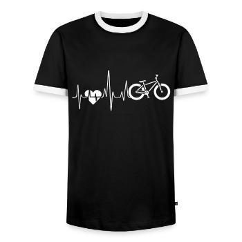 Fat Bike Fat Bike Heartbeat - Men's Ringer Shirt - black/white - Front - AI Model Female 172 light (172cm) & AI Model Male 178 light (178cm)
