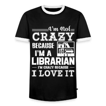 Le bibliothécaire adore être bibliothécaire - T-shirt contrasté Homme - noir/blanc - Devant - AI Model Female 172 light (172cm) & AI Model Male 178 light (178cm)