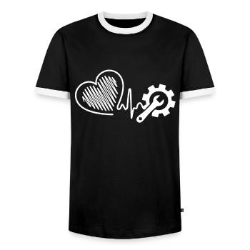 Battement de coeur de mécanicien drôle - T-shirt contrasté Homme - noir/blanc - Devant - AI Model Female 172 light (172cm) & AI Model Male 178 light (178cm)
