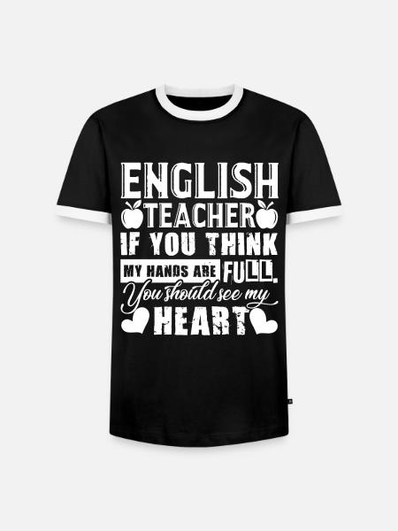 Englischlehrer Englischlehrer Full Heart - Männer Kontrast-T-Shirt - Schwarz/Weiß