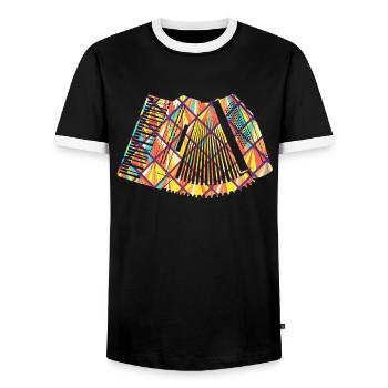 Akkordeon Akkordeon Geometrisch - Männer Kontrast-T-Shirt - Schwarz/Weiß - Vorne - AI Model Female 172 light (172cm) & AI Model Male 178 light (178cm)