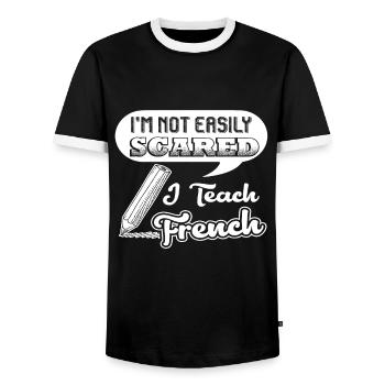 French Teacher I Teach French - Men's Ringer Shirt - black/white - Front - AI Model Female 172 light (172cm) & AI Model Male 178 light (178cm)