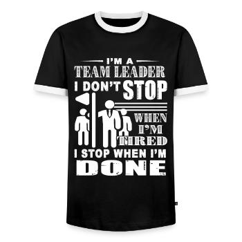 Je suis un chef d'équipe, je ne m'arrête pas quand je suis fatigué - T-shirt contrasté Homme - noir/blanc - Devant - AI Model Female 172 light (172cm) & AI Model Male 178 light (178cm)