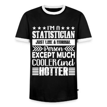 Statistician Cooler And Hotter Statistician - Men's Ringer Shirt - black/white - Front - AI Model Female 172 light (172cm) & AI Model Male 178 light (178cm)