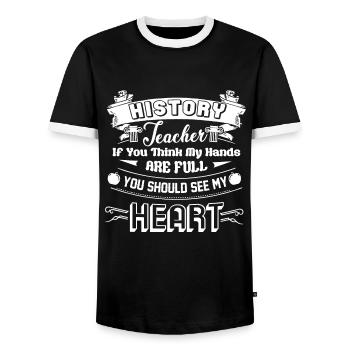 Professeur d'histoire Professeur d'histoire Plein coeur - T-shirt contrasté Homme - noir/blanc - Devant - AI Model Female 172 light (172cm) & AI Model Male 178 light (178cm)