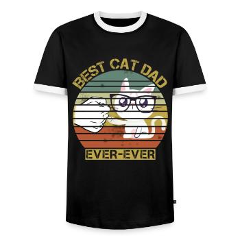 Vintage Best Cat Dad Ever Shirt - Men's Ringer Shirt - black/white - Front - AI Model Female 172 light (172cm) & AI Model Male 178 light (178cm)