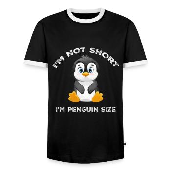 Ich bin nicht kurz, ich bin Pinguin Größe süße Pinguin Liebhaber - Männer Kontrast-T-Shirt - Schwarz/Weiß - Vorne - AI Model Female 172 light (172cm) & AI Model Male 178 light (178cm)