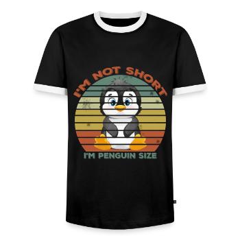 Ich bin nicht kurz, ich bin Pinguin Größe süße Pinguin Liebhaber - Männer Kontrast-T-Shirt - Schwarz/Weiß - Vorne - AI Model Female 172 light (172cm) & AI Model Male 178 light (178cm)