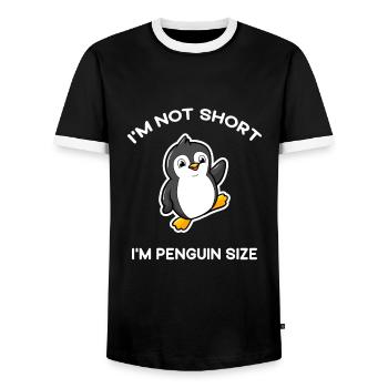 Ich bin nicht klein Ich bin Pinguin Größe Netter Pinguin Liebhaber - Männer Kontrast-T-Shirt - Schwarz/Weiß - Vorne - AI Model Female 172 light (172cm) & AI Model Male 178 light (178cm)