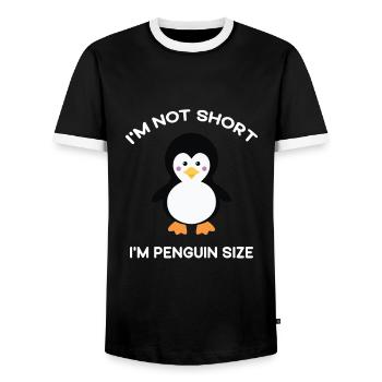 Ich bin nicht klein Ich bin Pinguin Größe Netter Pinguin Liebhaber - Männer Kontrast-T-Shirt - Schwarz/Weiß - Vorne - AI Model Female 172 light (172cm) & AI Model Male 178 light (178cm)