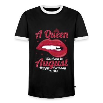A queen was born in August - Men's Ringer Shirt - black/white - Front - AI Model Female 172 light (172cm) & AI Model Male 178 light (178cm)