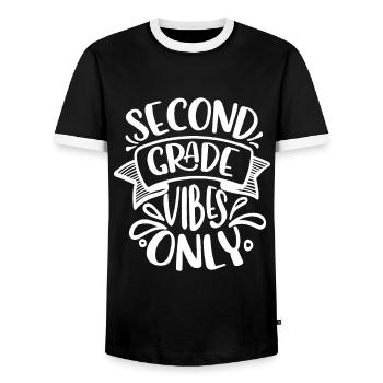 Back To School Second Grade Vibes Retro Teacher - Men's Ringer Shirt - black/white - Front - AI Model Female 172 light (172cm) & AI Model Male 178 light (178cm)