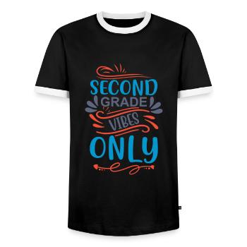 Back To School Second Grade Vibes Retro Teacher - Men's Ringer Shirt - black/white - Front - AI Model Female 172 light (172cm) & AI Model Male 178 light (178cm)