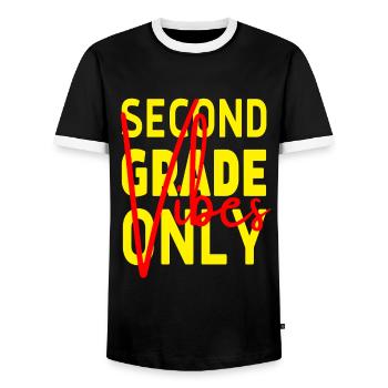 Back To School Second Grade Vibes Retro Teacher - Men's Ringer Shirt - black/white - Front - AI Model Female 172 light (172cm) & AI Model Male 178 light (178cm)