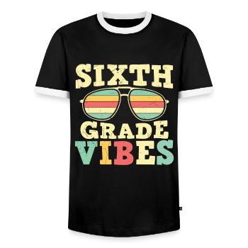 6. Sechste Klasse Vibes zurück in die Schule für Lehrer - Männer Kontrast-T-Shirt - Schwarz/Weiß - Vorne - AI Model Female 172 light (172cm) & AI Model Male 178 light (178cm)