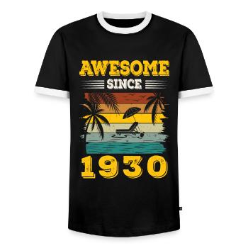 Awesome Since 1930 Vintage Birthday gift - Men's Ringer Shirt - black/white - Front - AI Model Female 172 light (172cm) & AI Model Male 178 light (178cm)