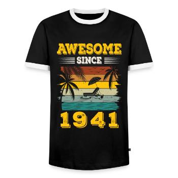 Génial depuis 1941 Vintage Cadeau d’anniversaire - T-shirt contrasté Homme - noir/blanc - Devant - AI Model Female 172 light (172cm) & AI Model Male 178 light (178cm)
