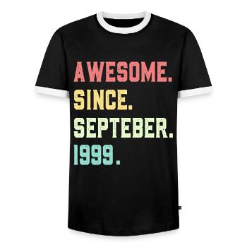 Génial depuis septembre 1999 - T-shirt contrasté Homme - noir/blanc - Devant - AI Model Female 172 light (172cm) & AI Model Male 178 light (178cm)