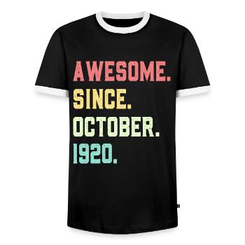 Awesome Since October 1920 - Men's Ringer Shirt - black/white - Front - AI Model Female 172 light (172cm) & AI Model Male 178 light (178cm)