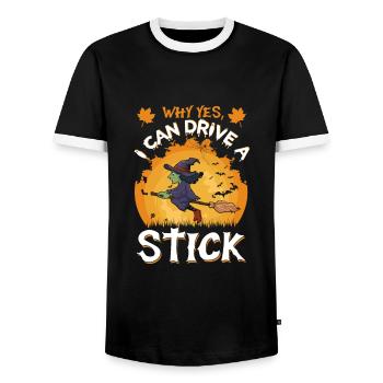 Why yes, I can drive a stick - Men's Ringer Shirt - black/white - Front - AI Model Female 172 light (172cm) & AI Model Male 178 light (178cm)