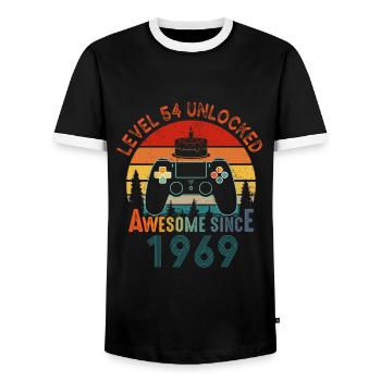 Niveau 54 Débloqué Génial depuis 1969 Funny Gamer - T-shirt contrasté Homme - noir/blanc - Devant - AI Model Female 172 light (172cm) & AI Model Male 178 light (178cm)