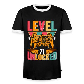 Level 71 Unlocked Awesome Since 1952 Funny Gamer - Men's Ringer Shirt - black/white - Front - AI Model Female 172 light (172cm) & AI Model Male 178 light (178cm)