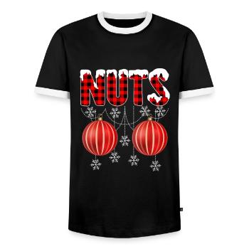Nüsse Kastanien Weihnachtspaare Passen - Männer Kontrast-T-Shirt - Schwarz/Weiß - Vorne - AI Model Female 172 light (172cm) & AI Model Male 178 light (178cm)