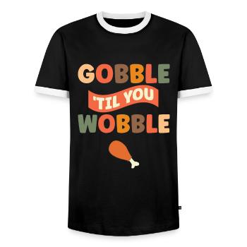 Gobble Til You Wobble Shirt Baby Outfit Toddler - T-shirt contrasté Homme - noir/blanc - Devant - AI Model Female 172 light (172cm) & AI Model Male 178 light (178cm)