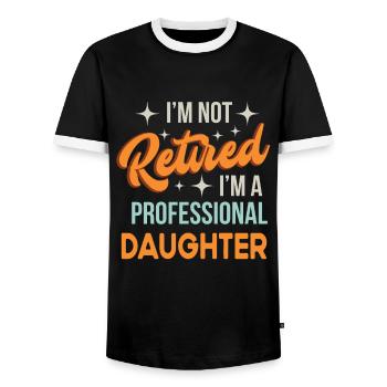 Je ne suis pas à la retraite Je suis D fille professionnelle Drôle - T-shirt contrasté Homme - noir/blanc - Devant - AI Model Female 172 light (172cm) & AI Model Male 178 light (178cm)