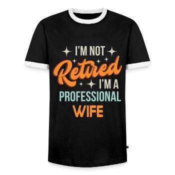 Je ne suis pas à la retraite Je suis W femme professionnelle Cadeau drôle - T-shirt contrasté Homme - noir/blanc - Devant - AI Model Female 172 light (172cm) & AI Model Male 178 light (178cm)