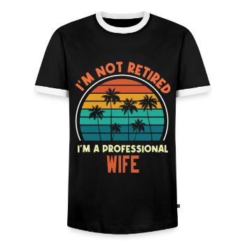 Je ne suis pas à la retraite Je suis W femme professionnelle Cadeau drôle - T-shirt contrasté Homme - noir/blanc - Devant - AI Model Female 172 light (172cm) & AI Model Male 178 light (178cm)