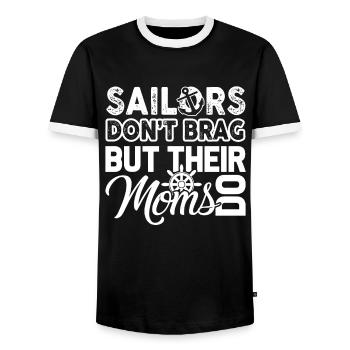 Sailor Proud Sailor Mom - Men's Ringer Shirt - black/white - Front - AI Model Female 172 light (172cm) & AI Model Male 178 light (178cm)