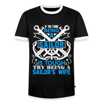Sailor Try Being A Sailor's Wife - Men's Ringer Shirt - black/white - Front - AI Model Female 172 light (172cm) & AI Model Male 178 light (178cm)