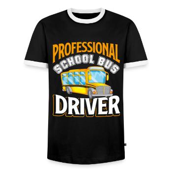 School Bus Driver Professional School Bus Driver - Men's Ringer Shirt - black/white - Front - AI Model Female 172 light (172cm) & AI Model Male 178 light (178cm)