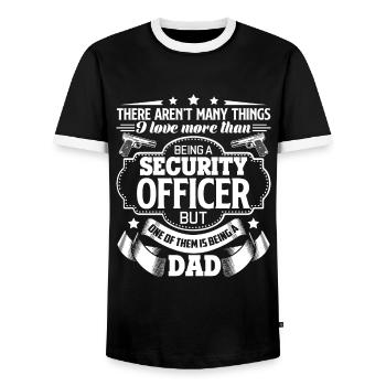 Security Officer Security Officer Dad - Men's Ringer Shirt - black/white - Front - AI Model Female 172 light (172cm) & AI Model Male 178 light (178cm)