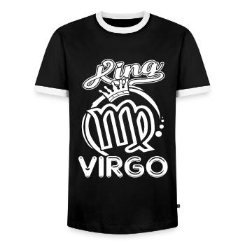 Virgo King Virgo - Men's Ringer Shirt - black/white - Front - AI Model Female 172 light (172cm) & AI Model Male 178 light (178cm)