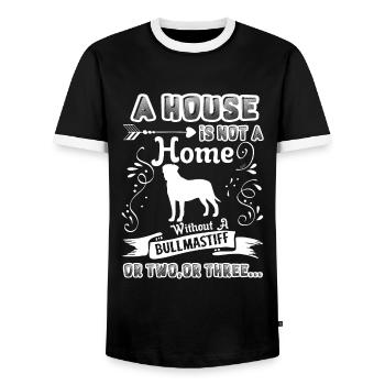 Bullmastiff Home Without Bullmastiff - Men's Ringer Shirt - black/white - Front - AI Model Female 172 light (172cm) & AI Model Male 178 light (178cm)