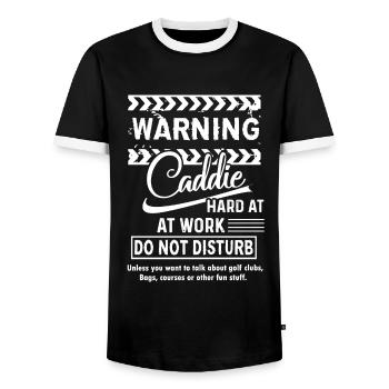 Caddie Do Not Disturb Caddie - Men's Ringer Shirt - black/white - Front - AI Model Female 172 light (172cm) & AI Model Male 178 light (178cm)