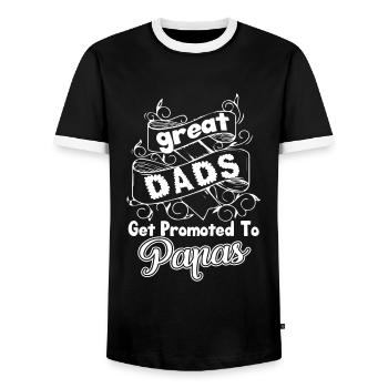 Father's Day Get Promoted To Papas - Men's Ringer Shirt - black/white - Front - AI Model Female 172 light (172cm) & AI Model Male 178 light (178cm)