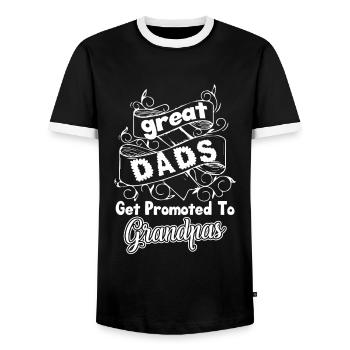 Father's Day Get Promoted To Grandpas - Men's Ringer Shirt - black/white - Front - AI Model Female 172 light (172cm) & AI Model Male 178 light (178cm)