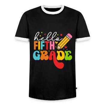 Hallo 1. Klasse Zurück zur Schule Erster Tag - Männer Kontrast-T-Shirt - Schwarz/Weiß - Vorne - AI Model Female 172 light (172cm) & AI Model Male 178 light (178cm)