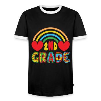 Zweite Klasse Rainbow Girls Jungen Lehrerteam 2. - Männer Kontrast-T-Shirt - Schwarz/Weiß - Vorne - AI Model Female 172 light (172cm) & AI Model Male 178 light (178cm)