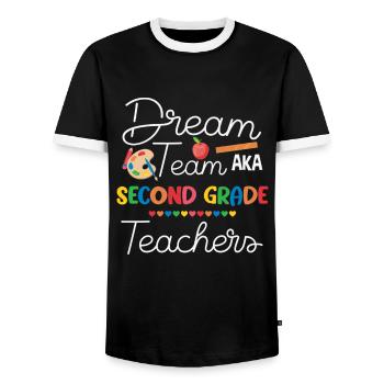 Zweite Klasse Rainbow Girls Jungen Lehrerteam 2. - Männer Kontrast-T-Shirt - Schwarz/Weiß - Vorne - AI Model Female 172 light (172cm) & AI Model Male 178 light (178cm)