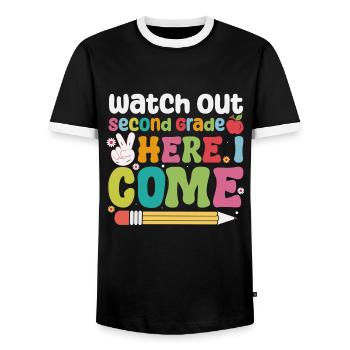 Zweite Klasse Rainbow Girls Jungen Lehrerteam 2. - Männer Kontrast-T-Shirt - Schwarz/Weiß - Vorne - AI Model Female 172 light (172cm) & AI Model Male 178 light (178cm)