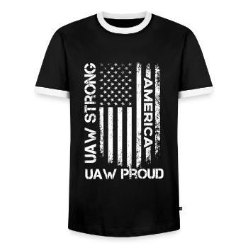 UAW fort UAW Proud Union Pride UAW Laborer - T-shirt contrasté Homme - noir/blanc - Devant - AI Model Female 172 light (172cm) & AI Model Male 178 light (178cm)