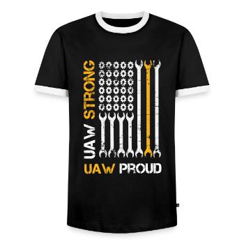 UAW fort UAW Proud Union Pride UAW Laborer - T-shirt contrasté Homme - noir/blanc - Devant - AI Model Female 172 light (172cm) & AI Model Male 178 light (178cm)