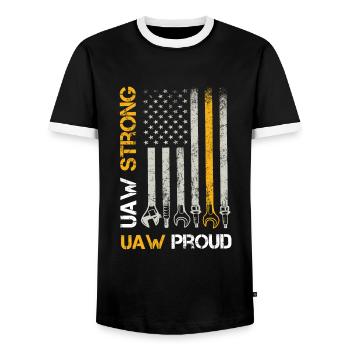 UAW fort UAW Proud Union Pride UAW Laborer - T-shirt contrasté Homme - noir/blanc - Devant - AI Model Female 172 light (172cm) & AI Model Male 178 light (178cm)