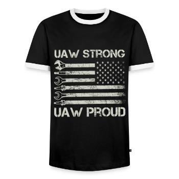 UAW fort UAW Proud Union Pride UAW Laborer - T-shirt contrasté Homme - noir/blanc - Devant - AI Model Female 172 light (172cm) & AI Model Male 178 light (178cm)