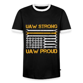UAW fort UAW Proud Union Pride UAW Laborer - T-shirt contrasté Homme - noir/blanc - Devant - AI Model Female 172 light (172cm) & AI Model Male 178 light (178cm)